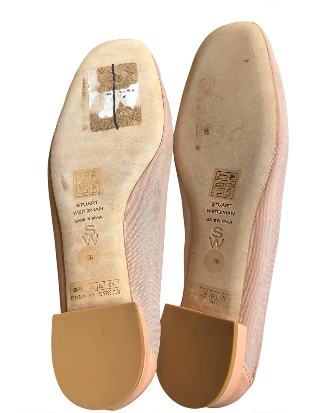 Stuart Weitzman Arabella Sheer Mesh Nude Ginger Blush Bow Ballet Flats Size 9
